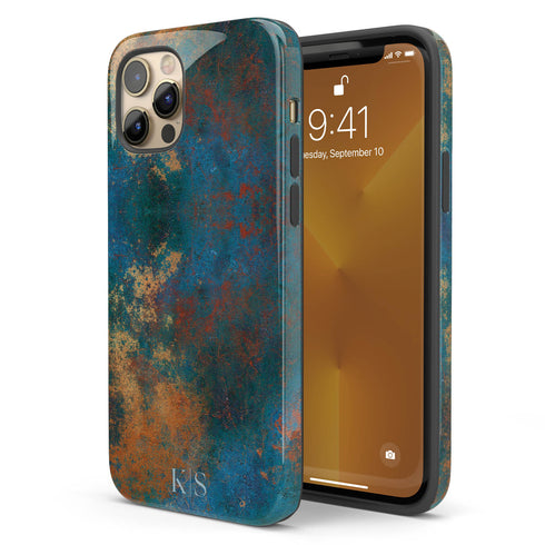 Patina Effect Custom Initials iPhone Case